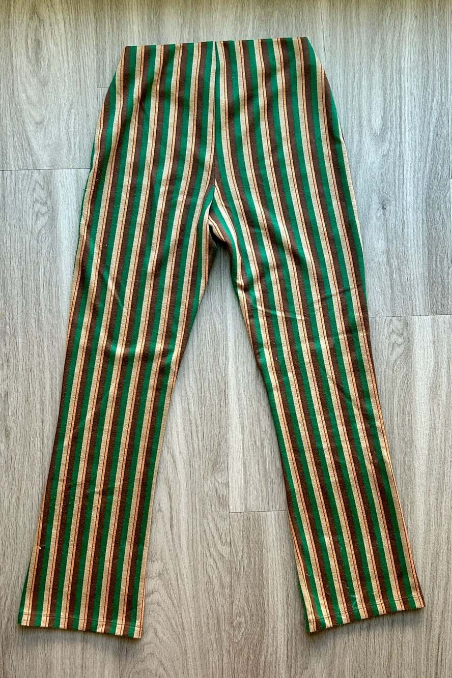 Urban Outfitters Stripe Flare Pants Size XS Green Brown